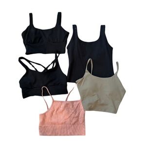 Women's sports bras/tanks Set - Black, green, Pink XS